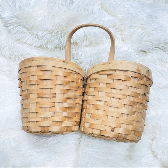 Boho | Vintage Wicker/Woven Double Wine Tote - Picture 5 of 14